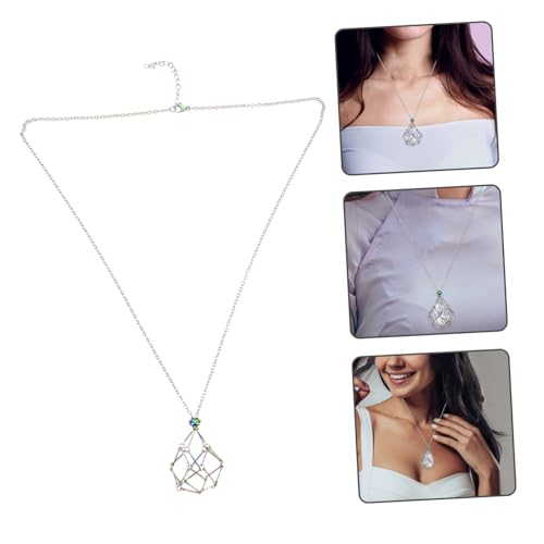 IMIKEYA Einstellbare Metall Kristallhalter Halskette mit Hohlkäfig Anhänger für DIY Schmuck Langlebiger Schmuckanhänger für Damen Halten von Rohsteinen und Perlen von IMIKEYA