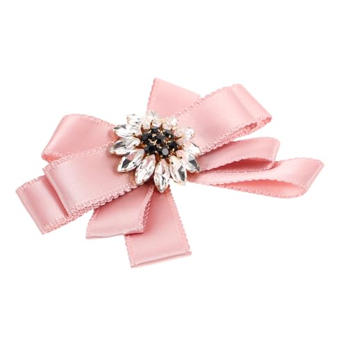 IMIKEYA Elegante Damen Brosche mit Vorgebundener Schleife und Funkelnden Strasssteinen Leichte Vielseitige Anstecknadel für Blusen und Kostüme Modisches Accessoire in Rosa von IMIKEYA