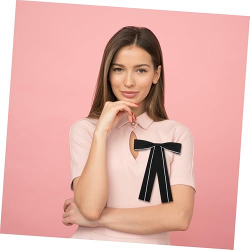 IMIKEYA Elegante Schwarze Stoff schleifenbrosche Damen Anstecknadel Feine Verarbeitung Vielseitig Kombinierbar Modisches Accessoire für Bluse Kleid Hemd Uniform von IMIKEYA