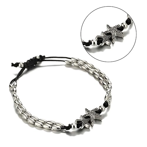 IMIKEYA Ethnische Retro Fußkette mit Stern Anhänger Leichtes Strand Fußkettchen für Damen Verstellbare Knöchelkette Modischer Boho Schmuck für Yoga und Alltag von IMIKEYA
