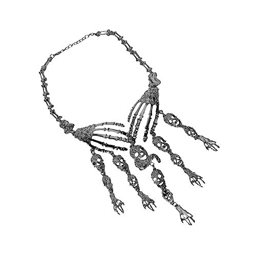IMIKEYA Exaggerierte Halloween Halskette mit Schädel Mehrlagige Schwarze Clavicle Chain Robustes Material Auffälliger Schmuck für Festliche Kostüme und Karneval von IMIKEYA