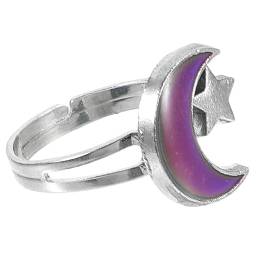 IMIKEYA Farbwechselnder Offener Ring für Frauen Mond Design mit Temperaturabhängiger Farbänderung Anpassbar für Besondere Anlässe und von IMIKEYA