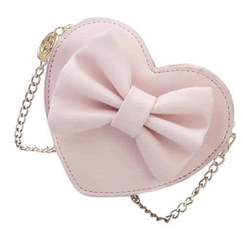 IMIKEYA Fashionable Herzförmige Umhängetasche Damen mit Schleifen design Robuste Kette Vielseitige Straddle Bag für Freizeit Party und Reisen Stilvolle Pinke Schultertasche von IMIKEYA