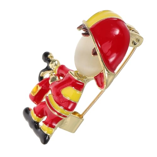 IMIKEYA Feuerwehrmann Brosche Vintage Feuerwehr Abzeichen Kleidung Anstecknadel Schmuck Rot Emaille Pin für Damen Herren Multifunktionale Brosche für Pullover Schal Hut Zubehör von IMIKEYA
