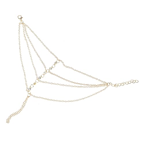 IMIKEYA Finger Ring Armband mit Strass Handkette für Frauen Mehrschichtige Perlen und Tassel Designs für Partys und Besondere Anlässe von IMIKEYA