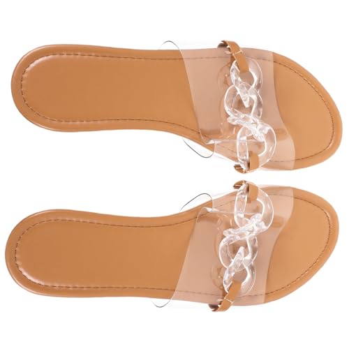 IMIKEYA Flache Damen Sandalen Transparent Sommer Schuhe Rutschfest Strand Slipper Leicht und Atmungsaktiv von IMIKEYA