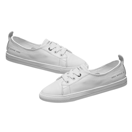 IMIKEYA Flattie Damen Sneaker Weiß Sommerleichte Atmungsaktive rutschfeste Freizeitschuhe mit Weicher Innensohle und Modischem Design für Casual Look und Alltag von IMIKEYA