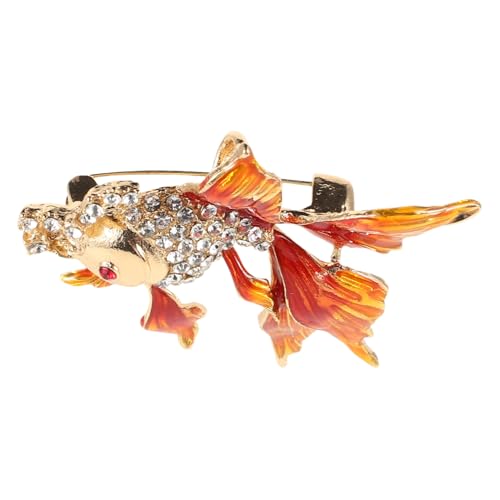 IMIKEYA Goldfisch Brosche Strass für Damen Vintage Tierbrosche in Goldfischform Elegantes Design für Partys und Besondere Anlässe Anstecknadel für Kleider und Hüte von IMIKEYA