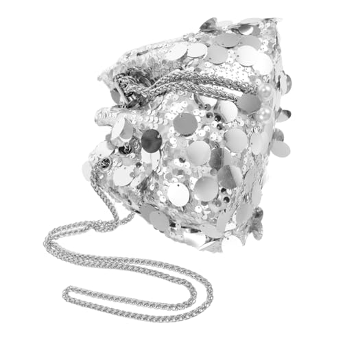 IMIKEYA Funkelnde Umhängetasche für Damen Abendtasche mit Pailletten und Großzügigem Stauraum für Partys und Besondere Anlässe Glänzendes Design Silber von IMIKEYA