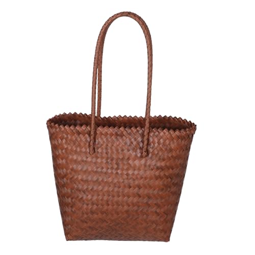 IMIKEYA Geflochtene Rattan-imitat Umhängetasche Handgewebte Strohtasche Mit Langem Riemen Vintage-korb Für Frauen Zum Einkaufen Und Strandreisen von IMIKEYA