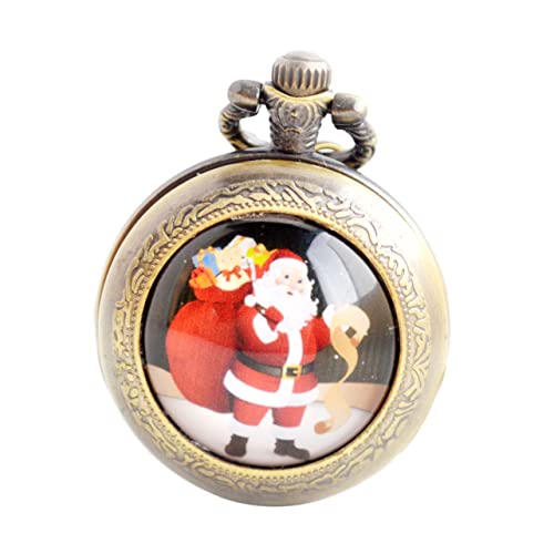 IMIKEYA 1stück Vintage Taschenuhr Mit Santa-Muster Retro Uhr Für Herren Und Damen Dekorative Kette Präzise Zeitmessung Für Weihnachten Und Besondere Anlässe von IMIKEYA