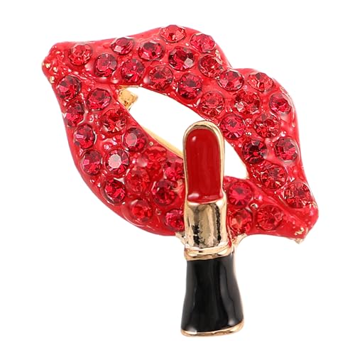 IMIKEYA Glitzernde Lippenbrosche mit Strasssteinen Anstecknadel für Damen Lippenförmige Brosche Kleidung Lapel Pin Auffälliges Accessoire für Partys und Alltag von IMIKEYA