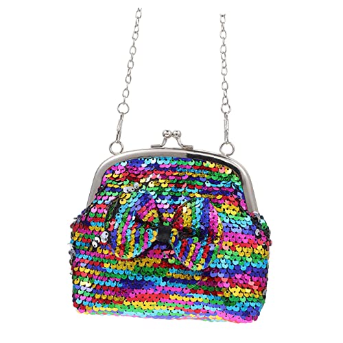 IMIKEYA Glitzernde Umhängetasche Für Mädchen Eine Schultertasche Mit Schleife Praktische Aufbewahrungstasche Für Freizeit Partys Lässige Schultertasche Bunte Pailletten von IMIKEYA