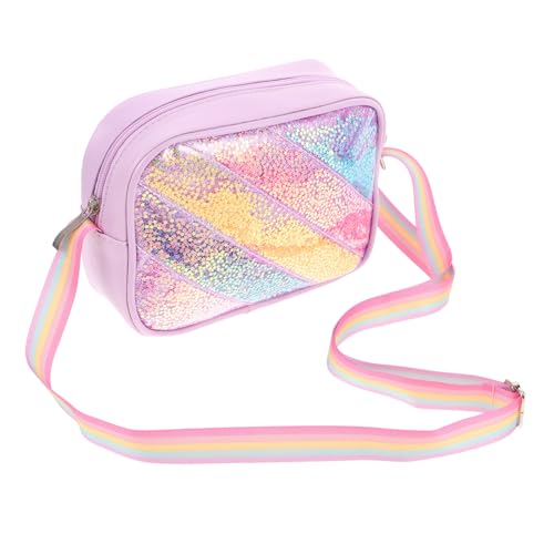 IMIKEYA Glitzertasche für Mädchen mit Pailletten Verstellbare Schultertasche mit Regenbogen Sternmotiv Leichter Cartoon Crossbody Bag für Schule und Freizeit von IMIKEYA