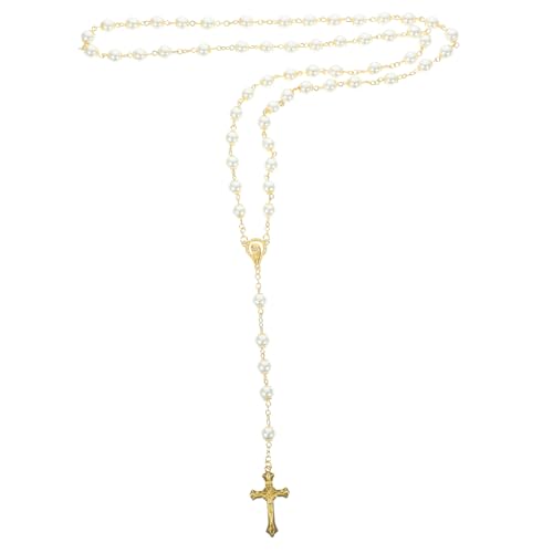 IMIKEYA Goldene Kreuzanhänger Halskette mit Perlen für Frauen und Teens Leichte Künstliche Perlenkette Modisches Schmuckstück für Alltag und Sommer Langlebiges Legierungsmaterial IMIKEYA Goldene Kreuzanhänger Halskette mit Perlen für Frauen und Teens Leichte Künstliche Perlenkette Modisches Schmuckstück für Alltag und Sommer Langlebiges Legierungsmaterial von IMIKEYA