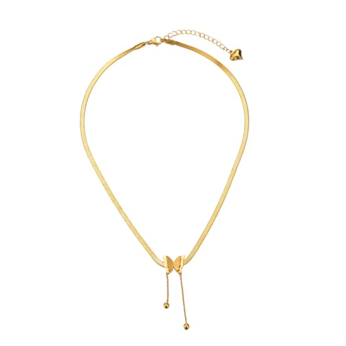 IMIKEYA Goldene Schmetterling Halskette Clavicle Chain Modischer Damen Schmuck aus Hautfreundlichem Titanstahl von IMIKEYA