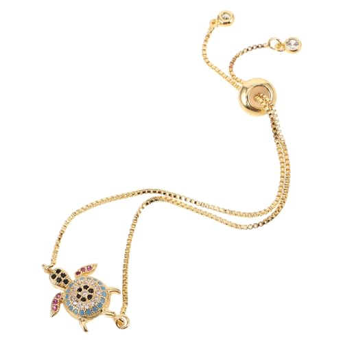 IMIKEYA Goldenes Schildkröten-Charm-Armband: Verstellbare Handkette mit Meereslebewesen-Anhänger – Meeresschildkröten-Schmuck mit Zirkonia-Akzent für Frauen und Mädchen von IMIKEYA