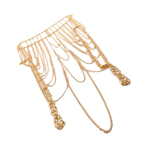 IMIKEYA Goldfarbene Körperkette Damen Mehrschichtiges Design Leichte Metallkette für Strandpartys Club Festival Schmuck für Mädchen und Frauen von IMIKEYA