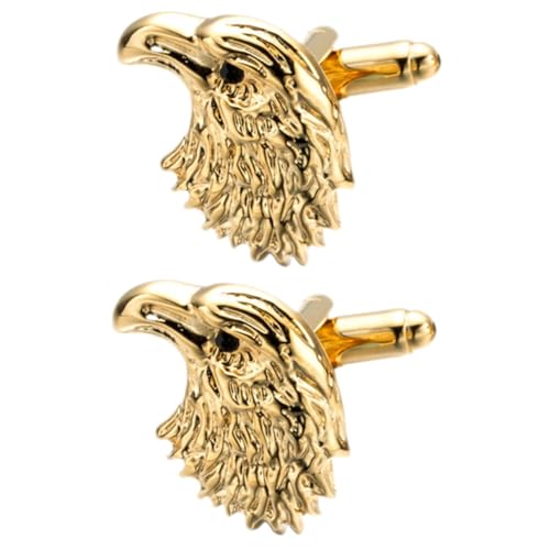 IMIKEYA Goldfarbene Manschettenknöpfe mit Adlerkopf aus Robustem Metall Französischer Stil für Hemden Elegante Anzug accessoires für Herren Tierisches Design Langlebig und Hautfreundlich von IMIKEYA