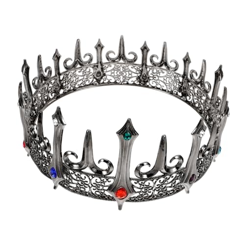 IMIKEYA Gothic Stil Krone Herren Damen Kopfschmuck mit Bunten Strasssteinen Dekorative Krone für Cosplay Party Halloween Königliches Diadem Unisex Kopfdekor von IMIKEYA