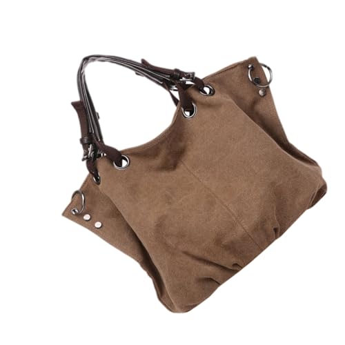 IMIKEYA Große Canvas Handtasche Damen mit Hoher Kapazität Modische Leichte Stofftasche aus Baumwoll polyester mix Vielseitige Tragetasche für Strand Alltag Shopping und Party in Kaffee von IMIKEYA