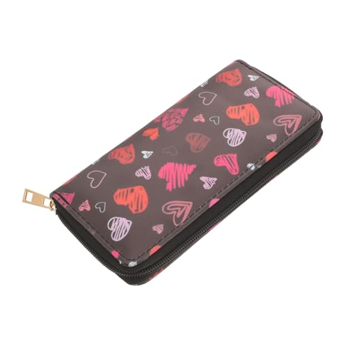 IMIKEYA Große Damen Geldbörse mit Herz Motiv Multifunktionale Lange Geldtasche Großer Kartenhalter Leichtes Pu Material Geräumig für Karten Bargeld und Münzen für Alltag und Reisen von IMIKEYA
