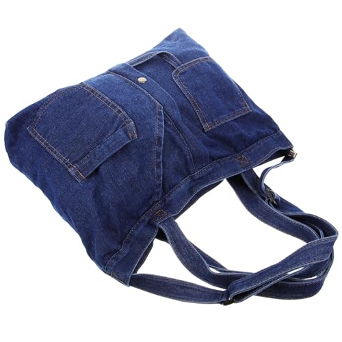 IMIKEYA Große Denim Crossbody Bag Damen Wasserabweisend Vielseitig Tragbar Handtasche Canvas Tote Retro Stil für Alltag Shopping Reise mit Hoher Kapazität und Robustem Material von IMIKEYA
