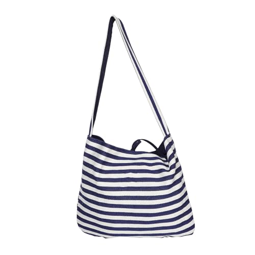 IMIKEYA Große Gestreifte Umhängetasche Doppelseitig Tragbar Vielseitige Schulter Crossbody-tasche Damen Strand Einkaufsbegleiter Geräumig Robust von IMIKEYA