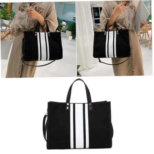 IMIKEYA Große Kapazität Damen Tote Bag mit Verstellbarem Schultergurt Strapazierfähige Schwarze Freizeit Handtasche mit Glattem Reißverschluss und Robustem Verschluss für Alltag und von IMIKEYA