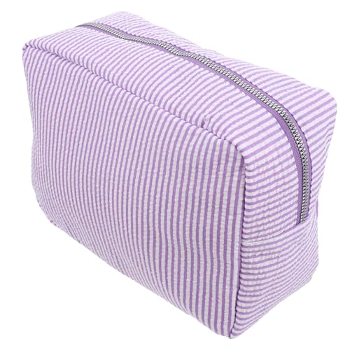 IMIKEYA Große Kapazität Reise Kosmetiktasche Gestreifte Kulturtasche Robust Baumwolle Leinen Polyester Tragbar Für Damen Business Urlaubsbedarf von IMIKEYA