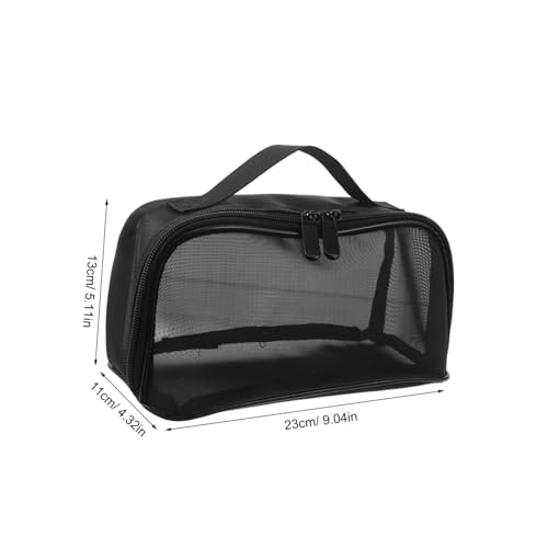 IMIKEYA Große Mesh Kosmetiktasche mit Transparentem Netzmaterial Ergonomischer Handgriff Leichter Kulturbeutel für Reisen und Alltag Atmungsaktiver Organizer für Frauen Schwarzer von IMIKEYA