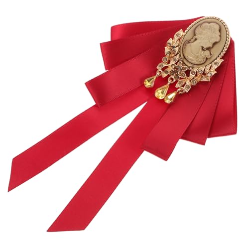 IMIKEYA Große Vintage Schleifenbrosche mit Anstecknadel Vorgebundene Rote Bow Lapel Pin Eleganter Schmuck für Damenkleidung Modisches Accessoire für Vielseitige Anlässe von IMIKEYA