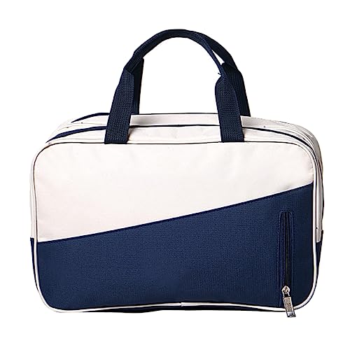 IMIKEYA Große Wasserdichte Sporttasche mit Nassem Fach und Trennung Oxford Stoff PVC Nassfach für Schwimmen Fitness Strand Damen Herren Dunkelblau und Cremeweiß von IMIKEYA