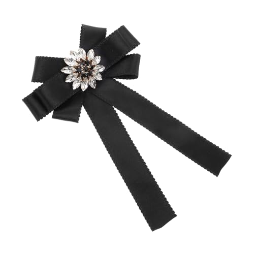 IMIKEYA Großer Damen Bowtie Brosche Vintage Anstecknadel für Blusen Kragen Modisches Accessoire mit Großem Schleifen Design für Berufliche Festliche Anlässe Schwarz mit Funkelnden Details von IMIKEYA