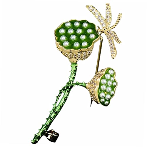 IMIKEYA Grüne Lotusbrosche Damen Vintage Kleidung Reversnadel Retro Eleganter Schmuck Modische Anstecknadel für Jacken Schals Hüte Geschenkidee von IMIKEYA