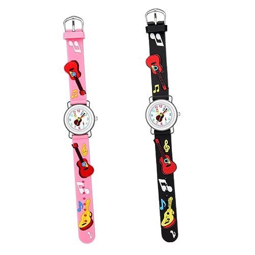IMIKEYA Armbanduhr Für Junge Mädchen Jungen Mit Gitarrenmuster Robuste Kinderarmbanduhr Studentenuhr Geburtstagsgeschenk Uhr Für Jungen Und Mädchen Schwarz von IMIKEYA