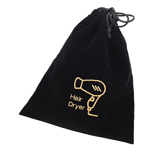 IMIKEYA Haartrockner Aufbewahrungstasche Kordelzug Samtbeutel Vielseitiger Strapazierfähiger Föhn Organizer für Reisen Hotel Fitnessstudio Platzsparend Waschbar Schwarz von IMIKEYA