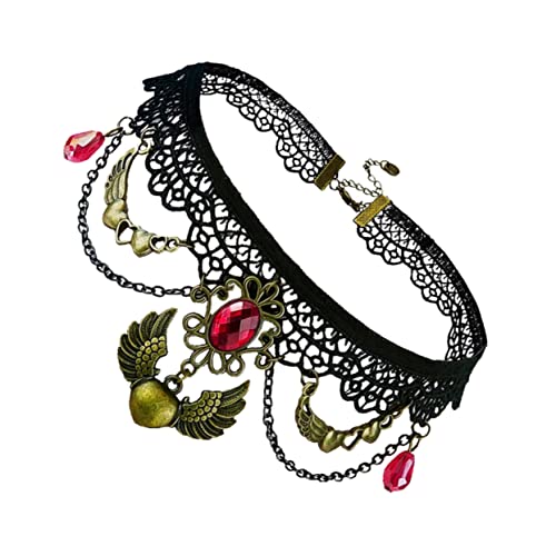 IMIKEYA Halloween Halskette Damen Kurz Choker Spitzendetail mit Anhänger Leichte Vampir Halskette für Halloween Party und Alltag Modisches für Frauen von IMIKEYA