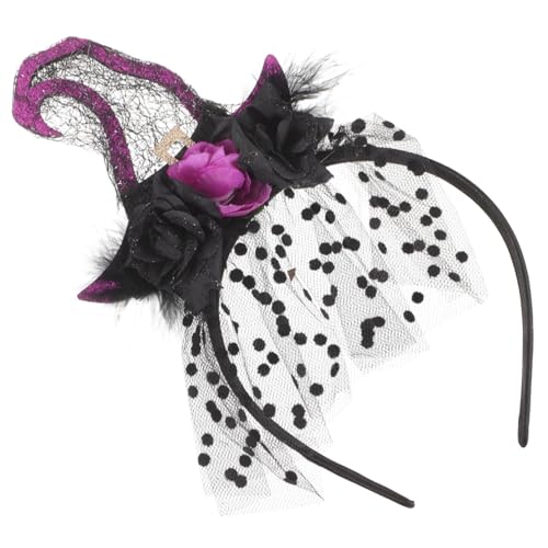IMIKEYA Halloween Hexenhut Haarreif aus Violettem Samt und Spitze Dekorativer Haarreif für Damen Leichter Stirnband Haarschmuck für Halloween Party und Cosplay von IMIKEYA