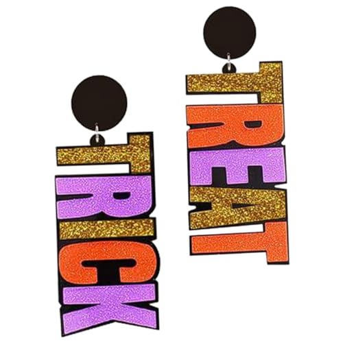 IMIKEYA Halloween Ohrhänger Damen Asymmetrische Buchstaben Ohrringe Glitzernde Spooky Dangle Ohrringe für Kostümparty und Alltag IMIKEYA Halloween Ohrhänger Damen Asymmetrische Buchstaben Ohrringe Glitzernde Spooky Dangle Ohrringe für Kostümparty und Alltag von IMIKEYA