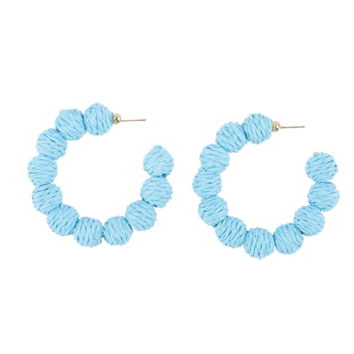 IMIKEYA Handgefertigte Raffia Hoop Ohrringe für Damen Leichte Hautfreundliche Sommer Accessoires Boho Gefertigte Rattanbeschichtete Kreolen Passend für Jugendliche und Erwachsene für von IMIKEYA