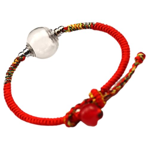 IMIKEYA Handgefertigtes Rotes Seilarmband mit Verstellbarem Glasperlen Anhänger Schützendes Langlebiges Schutzarmband für Frauen Glücksbringer und Chinesischen Neujahrsfest von IMIKEYA