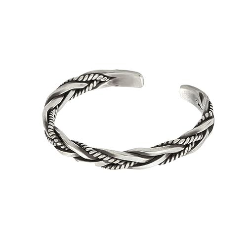 IMIKEYA Handgefertigtes Silber Armband mit Geflochtenem Design Offener Vintage Manschette für Damen und Herren Einzigartiger Stil Langlebig und Hautfreundlich Modisches von IMIKEYA