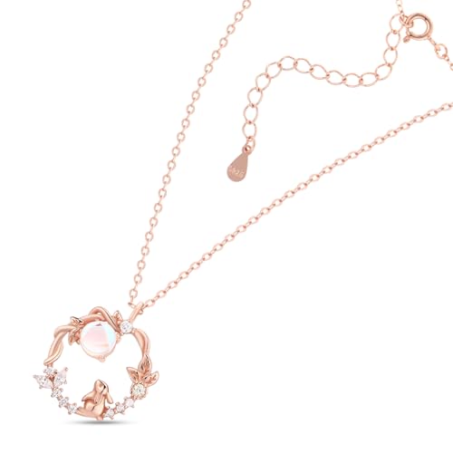 IMIKEYA Hasenanhänger Mit Kaninchen Paarkette Verstellbar Tierkette Statementkette Für Mädchen Hasenschmuck Mondhasen von IMIKEYA