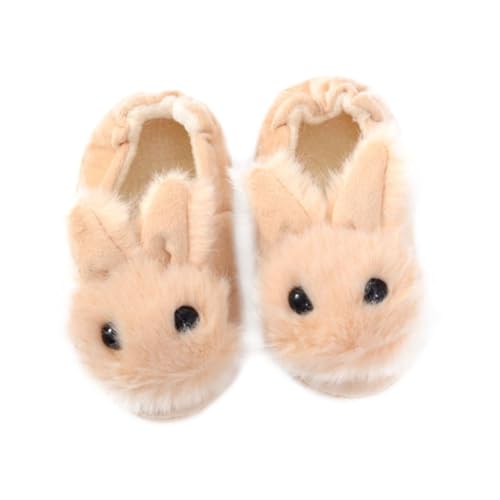 IMIKEYA Hausschuhe mit Fersen Schutz Kuschelige Warme Plüschpantoffeln in Beige Rutschfest Niedliche Kaninchenform Leichte Bequeme Winterschuhe für Mädchen und Jungen von IMIKEYA