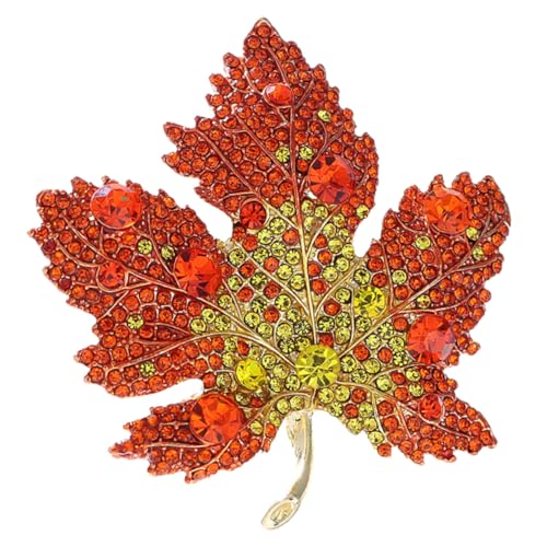 IMIKEYA Herbstbrosche mit Farbverlauf Funkelnder Strass Ahornblatt Anstecknadel für Damen Modisches Schmuck Accessoire für Thanksgiving Hochzeit Party und Alltag von IMIKEYA