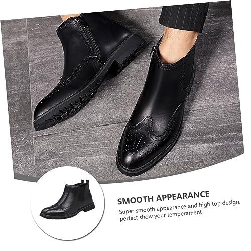 IMIKEYA Herren Brogue High Top Boots aus Schwarzem Stilvolle Geschnitzte Stiefel mit Rutschfester Verschleißfester Sohle Atmungsaktiv und Angenehm für Freizeit Party und Outdoor von IMIKEYA