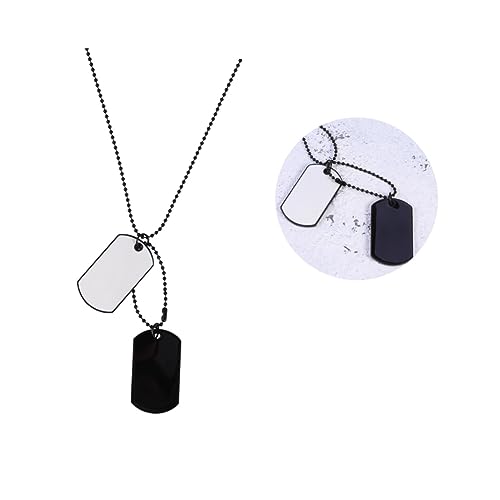 IMIKEYA Herren Halskette Militärische Doppelplatten Anhänger Kette Double Sided Dripping Design Modischer Metal Sweater Chain für Männer und Jungen von IMIKEYA
