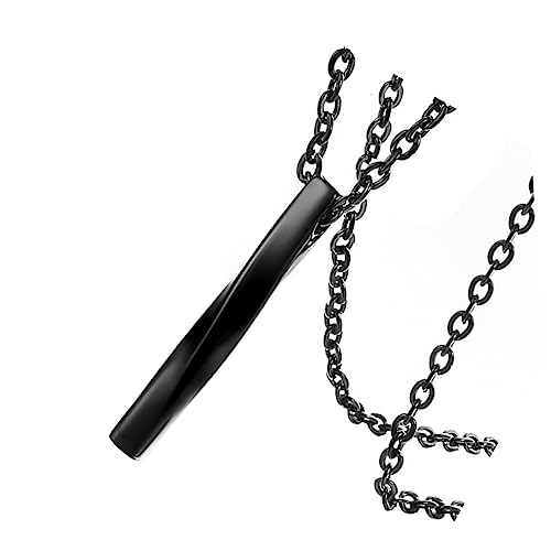 IMIKEYA Herren Halskette mit Gedrehtem Zylinder Anhänger Kreatives Schmuckdesign für Partys und Besondere Anlässe Lange O Kette Schwarz Modisches Accessoire für von IMIKEYA
