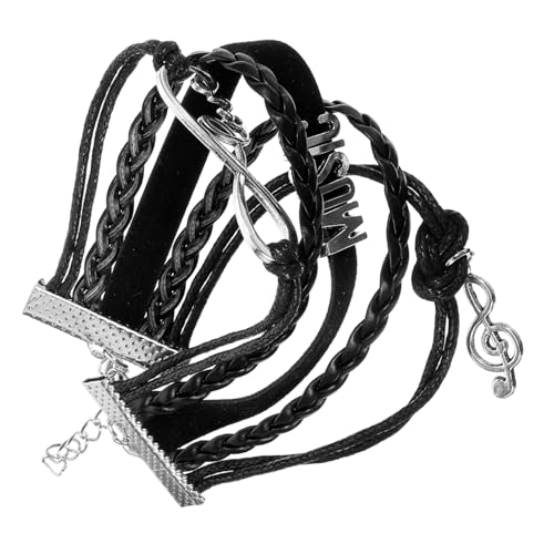IMIKEYA Herren Lederarmband Mehrlagig Punk Stil Hautfreundlich Langlebig Modisch Leicht Für Party Festival von IMIKEYA